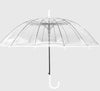 16 Bone Transparent Long Handle Folding Umbrella Water Resistance
