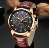 Fashion LIGE Watch Waterproof Quartz New Men Leather Luxury Sport Chronograph